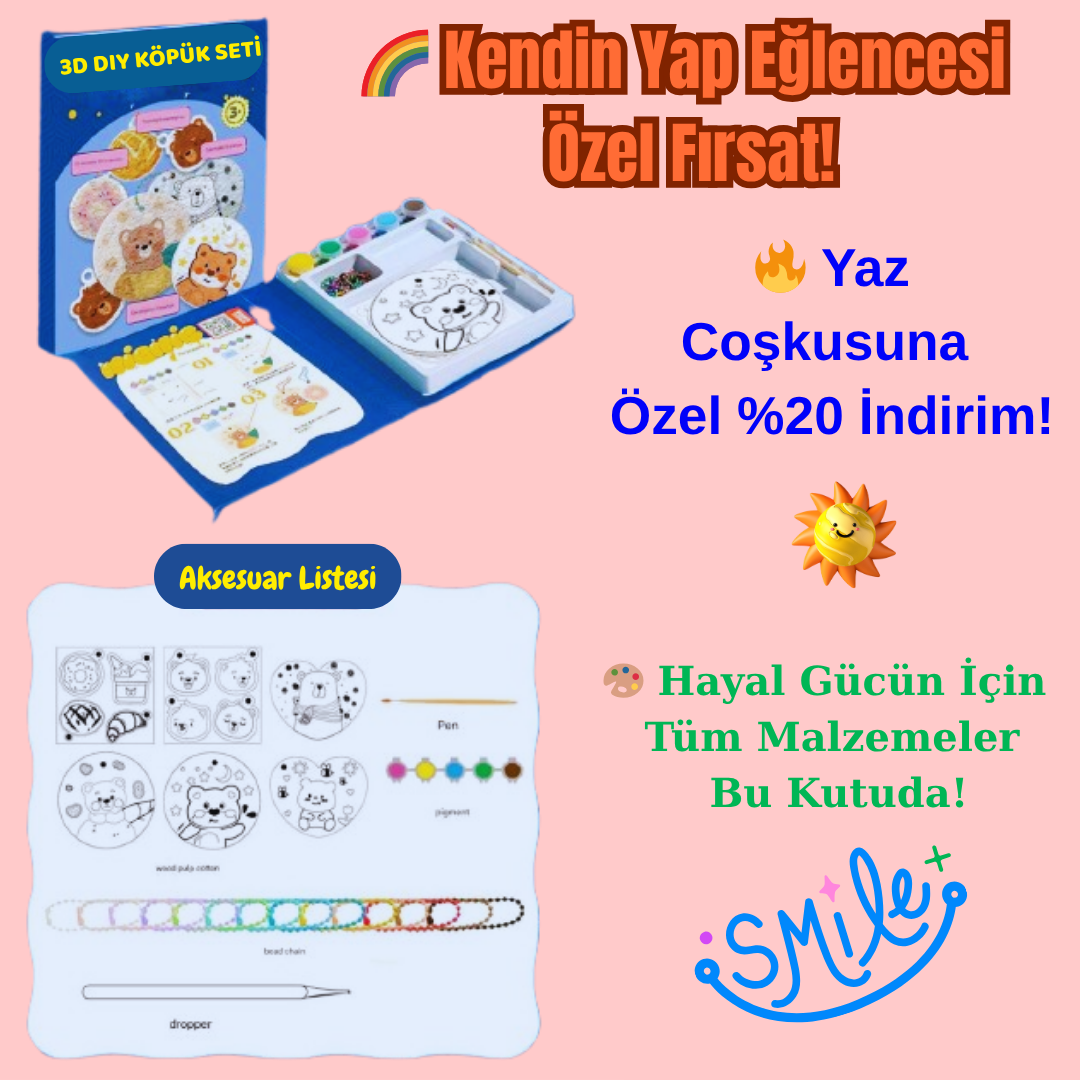 Pofino Bear 3D Boyama Seti, El İşi Etkinliği, Okul Öncesi Aktivite