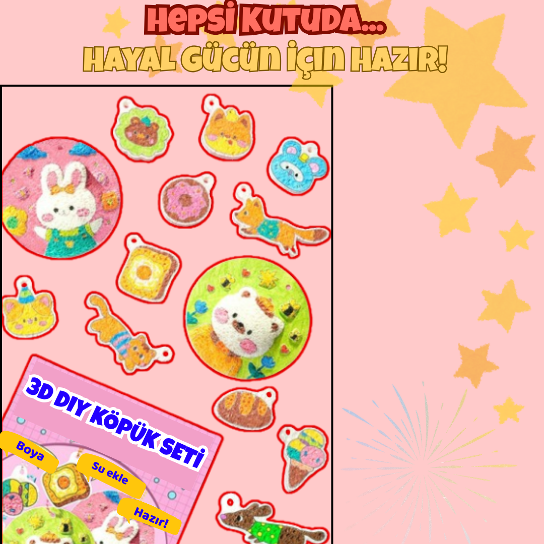 Pofino MiniMoji Köpük Seti, 3D Kabaran Figürler, Okul Öncesi Aktivite