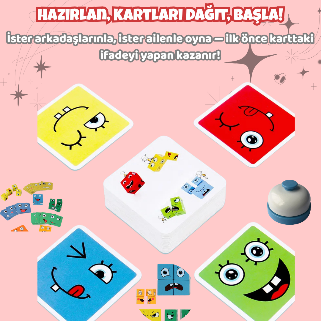 Pofino İfade Küp Oyunu, Montessori Bulmaca, Eğitici Masa Oyunu