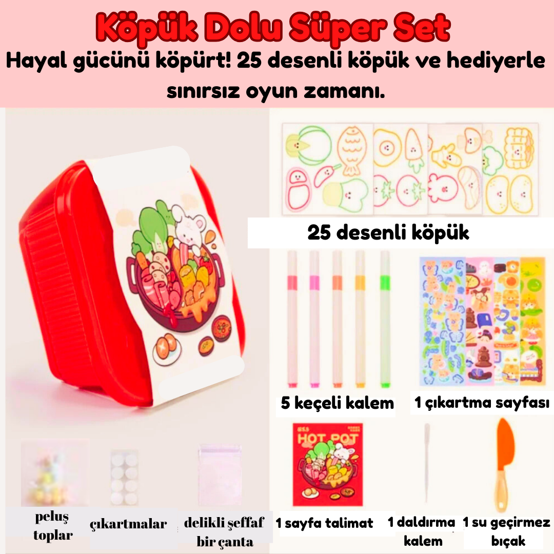 Pofino 3D Mutfak Köpük Seti, Şişen Oyuncak Yemekler, El İşi Etkinlik
