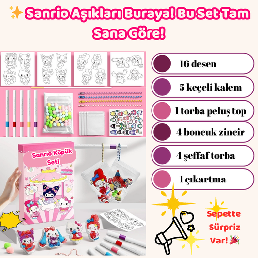 Pofino 3D Sanrio Boyama Köpük Seti , Sevimli Karakterler, Eğitici Oyunlar