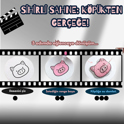 Pofino 3D Köpük Boyama Seti, 30 Parça Köpük, 12 Marker Kalem, Mini Şövale