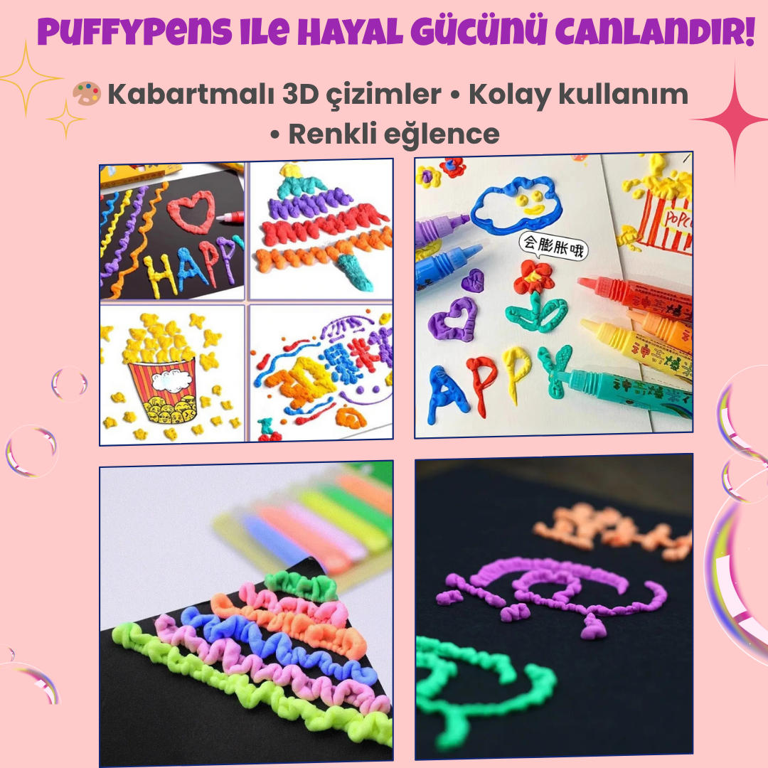 Pofino Popcorn 3D Kalem Seti, Duyusal Keşif, Eğitici Sanat Oyunu