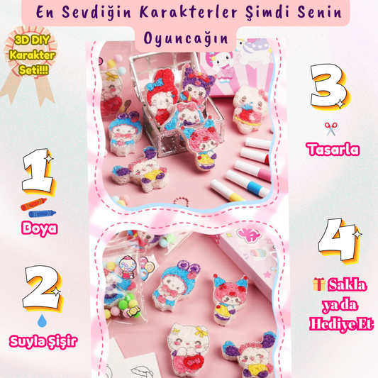 Pofino 3D Sanrio Boyama Köpük Seti , Sevimli Karakterler, Eğitici Oyunlar