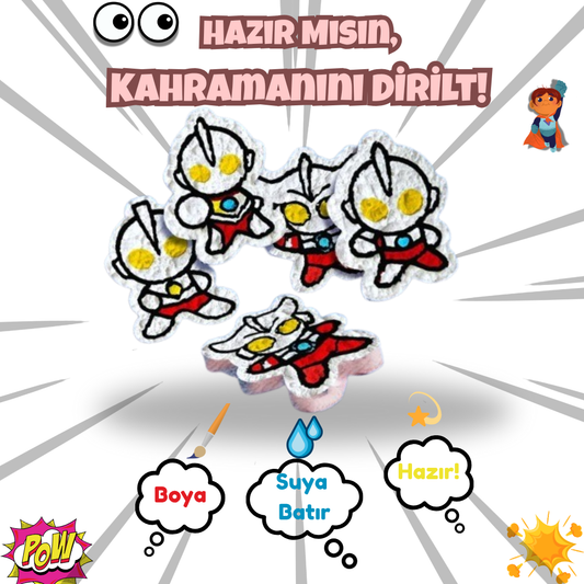 Pofino 3D Ultraman Köpük Boyama Seti, Sevimli Karakterler, Yaratıcı Oyun