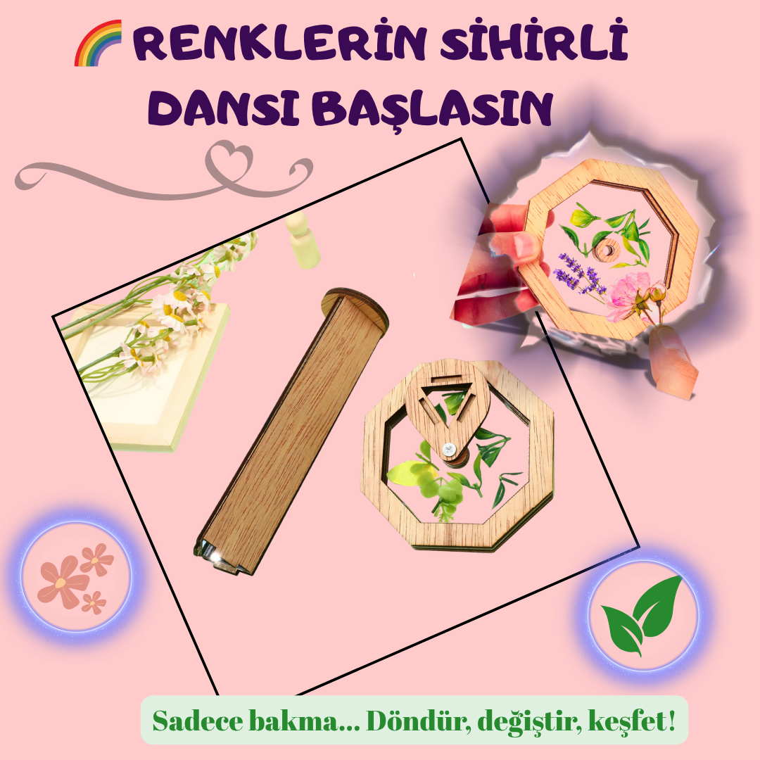Pofino Ahşap Kaleydoskop Seti, DIY Oyuncak, Yaratıcı Görsel Etkinlik