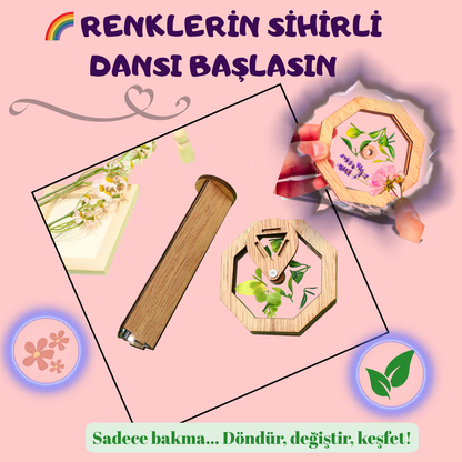 Pofino Ahşap Kaleydoskop Seti, DIY Oyuncak, Yaratıcı Görsel Etkinlik