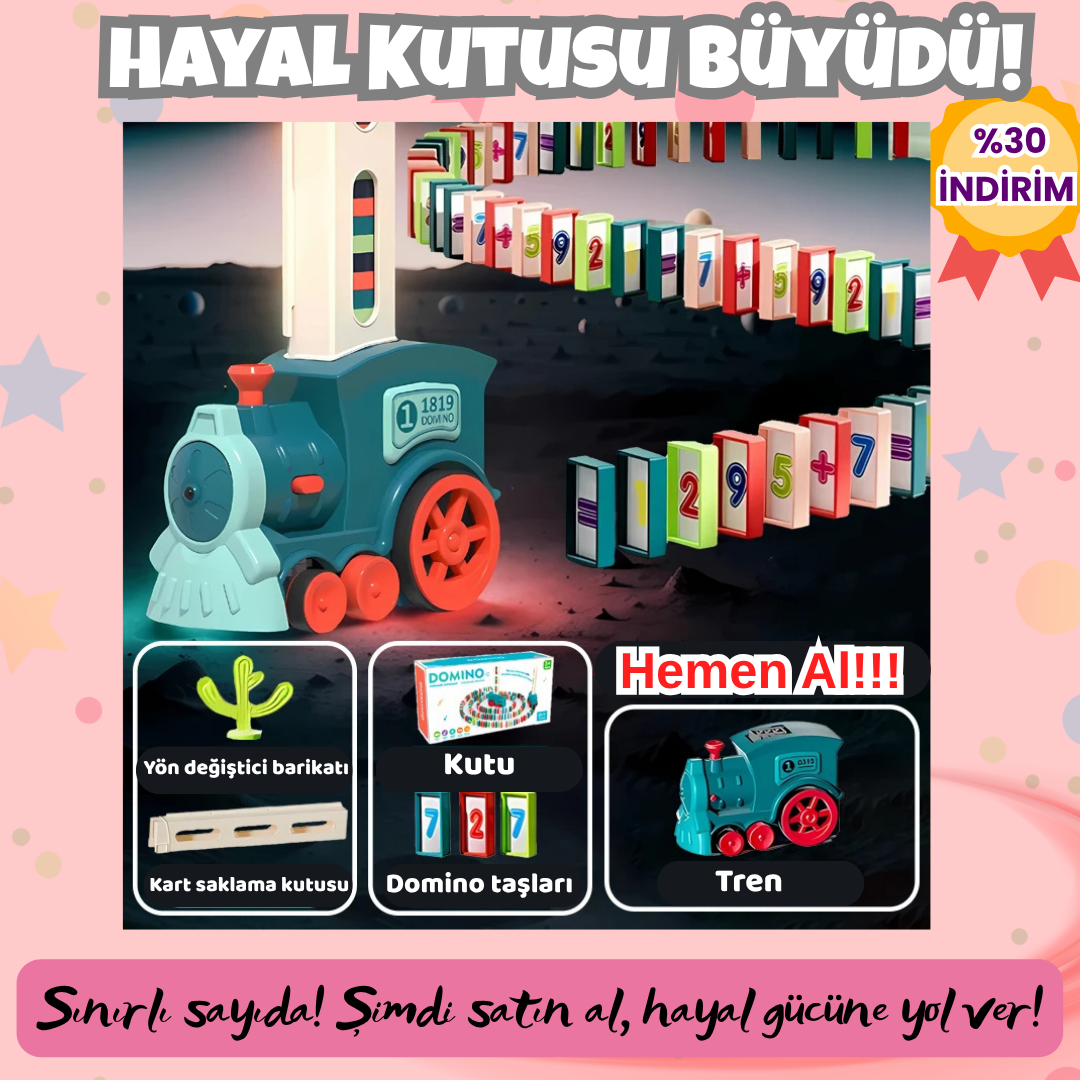 Pofino Otomatik Domino Tren Seti, Eğitici Oyuncak, Yaratıcı Oyun Deneyimi