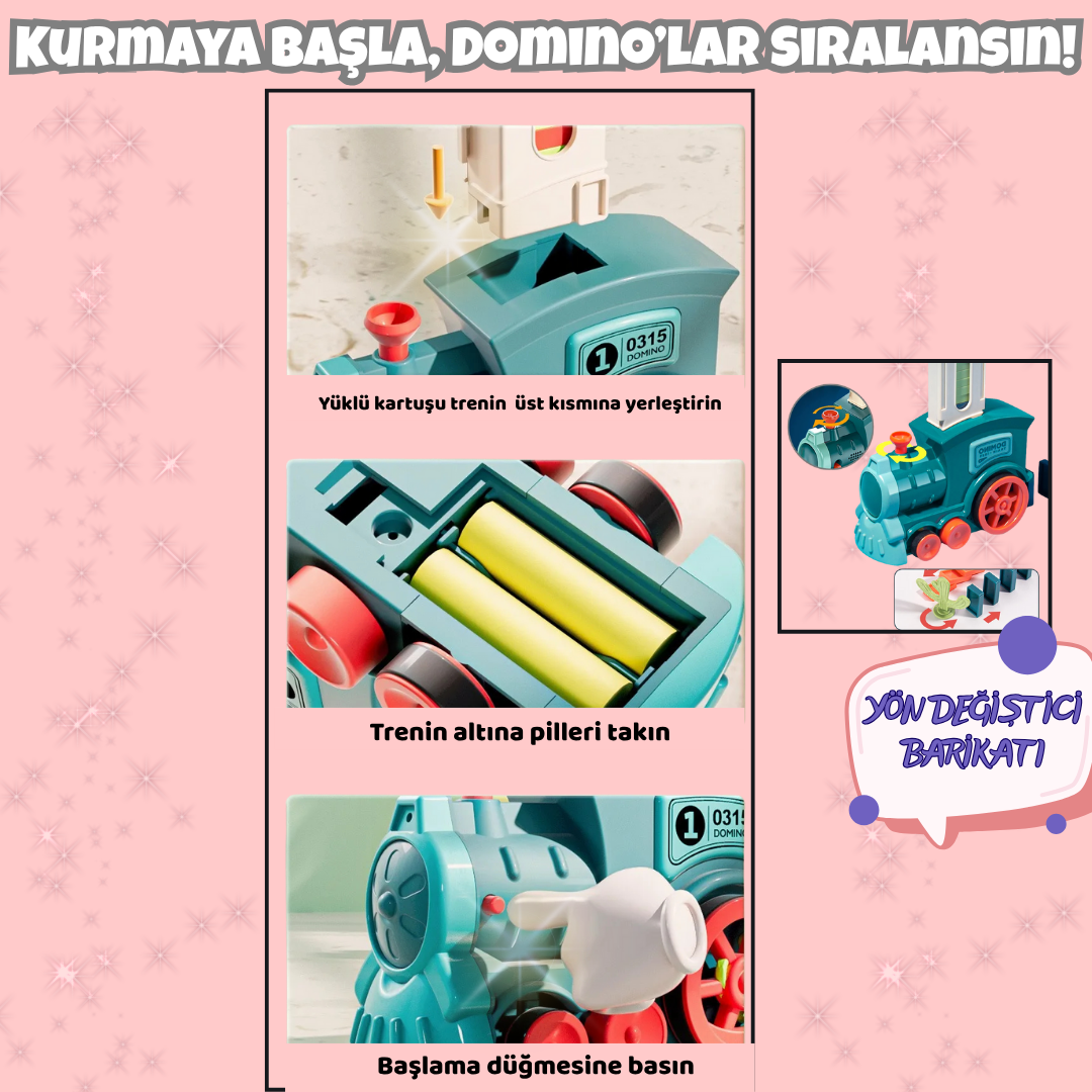 Pofino Otomatik Domino Tren Seti, Eğitici Oyuncak, Yaratıcı Oyun Deneyimi