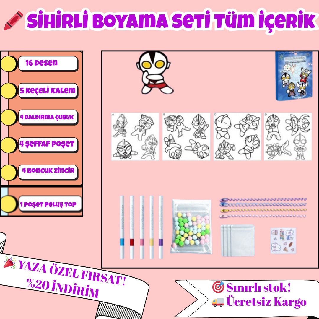 Pofino 3D Ultraman Köpük Boyama Seti, Sevimli Karakterler, Yaratıcı Oyun