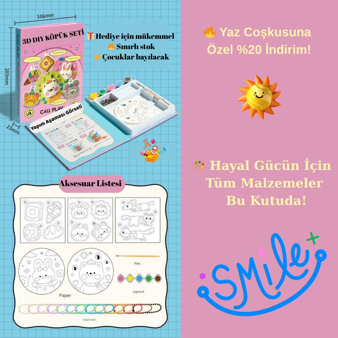 Pofino MiniMoji Köpük Seti, 3D Kabaran Figürler, Okul Öncesi Aktivite