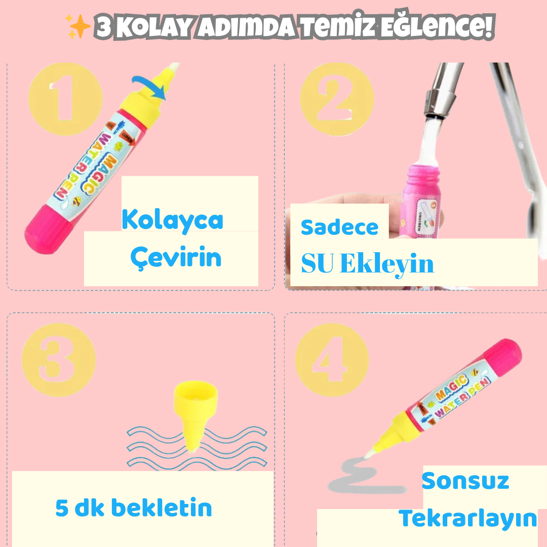 Pofino Sihirli Su Boyama Matı, Yeniden Kullanılabilir, Montessori Boyama Oyuncağı