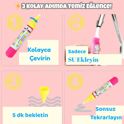 Pofino Sihirli Su Boyama Matı, Yeniden Kullanılabilir, Montessori Boyama Oyuncağı